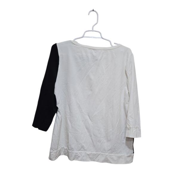 Chicos top women size large black white weekends by chicos everyday easy to wear - Picture 2 of 11